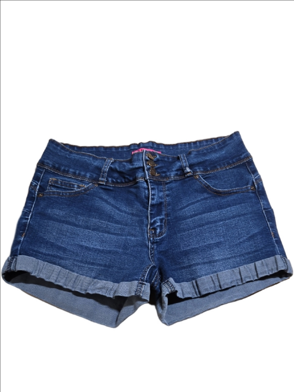 ♡Wax Jean Dark Blue Rolled-Hem Denim Shorts Size Large